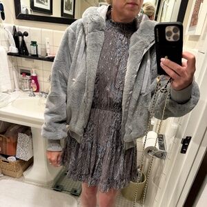 Furry, hooded sweatshirt